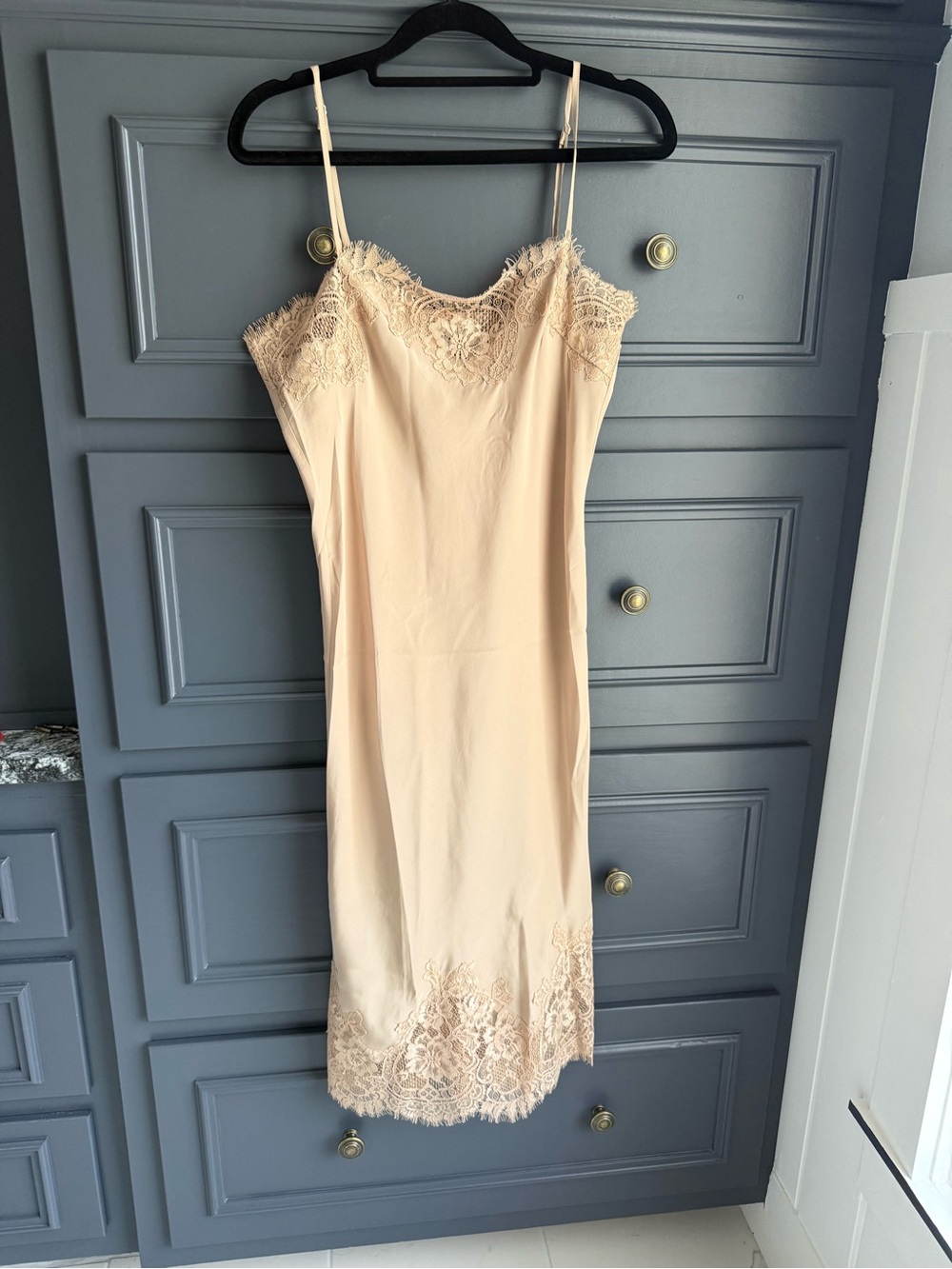 Gold hawk nude 💯 silk slip dress